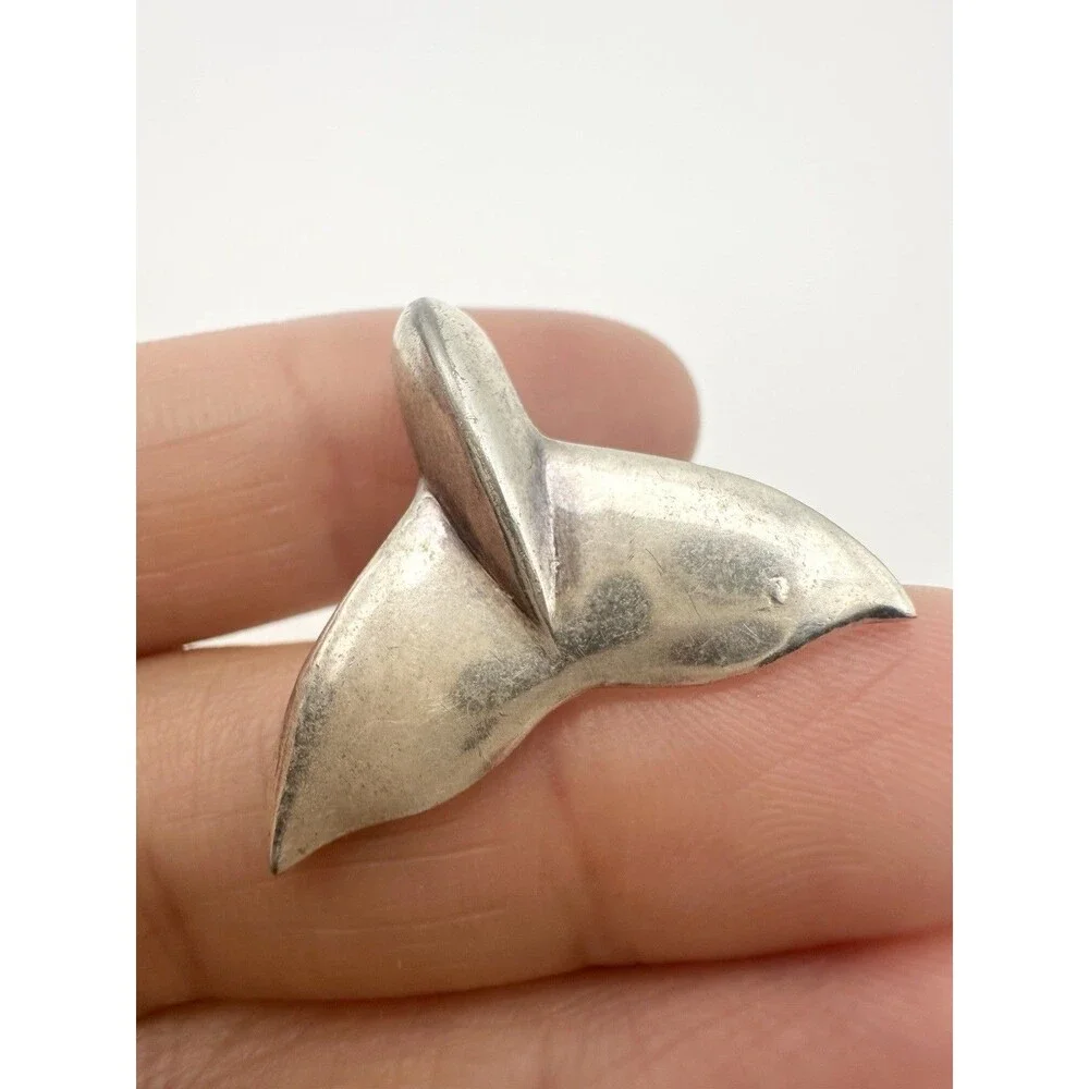 Sterling Silver Whale Tail Slide Charm Pendant